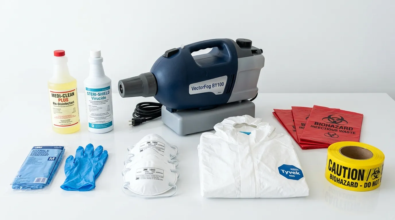 Professional biohazard remediation crew working in Joshua